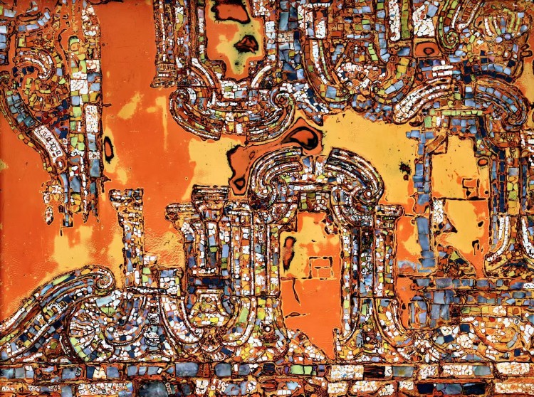 刘涛《残垣》45X60cm，漆画.jpg